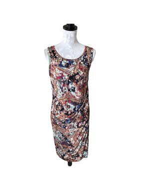 Peruvian Connection colorful viscose-elastane faux wrap sheath dress Medium